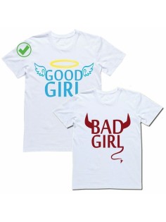 Парные футболки для влюбленных, для подруг с надписью Good girl&bad girl/для двоих