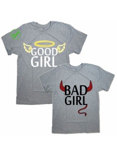 Парные футболки для влюбленных, для подруг с надписью Good girl&bad girl/для двоих