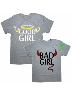 Парные футболки для влюбленных, для подруг с надписью Good girl&bad girl/для двоих
