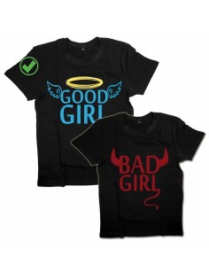 Парные футболки для влюбленных, для подруг с надписью Good girl&bad girl/для двоих