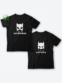 Парные футболки для мужа и жены, для парня и девушки с надписью Batman&Catwoman/для двоих
