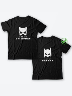 Парные футболки для мужа и жены, для парня и девушки с надписью Batman&Catwoman/для двоих