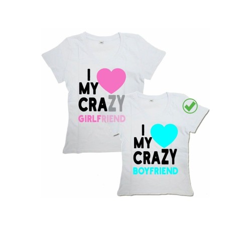 Парные футболки для парня и девушки Crazy girlfriend &boyfriend/для двоих