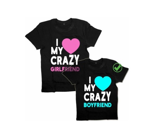Парные футболки для парня и девушки Crazy girlfriend &boyfriend/для двоих