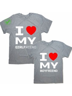 Парные футболки для парня и девушки/для двоих с принтом I love my girlfriend &boyfriend