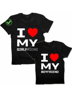 Парные футболки для парня и девушки/для двоих с принтом I love my girlfriend &boyfriend