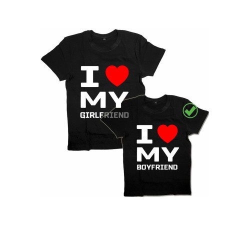 Парные футболки для парня и девушки/для двоих с принтом I love my girlfriend &boyfriend