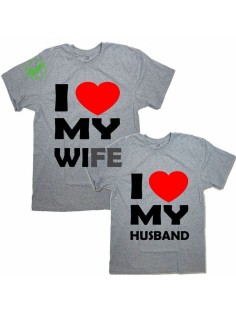 Парные футболки для мужа и жены/для двоих с принтом I love my wife& husband