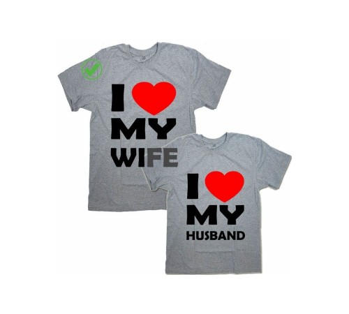 Парные футболки для мужа и жены/для двоих с принтом I love my wife& husband