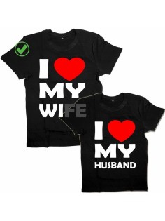 Парные футболки для мужа и жены/для двоих с принтом I love my wife& husband