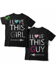 Футболки для двоих с надписями с принтом I love this guy&girl/Парные для влюбленных