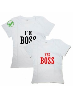 Футболки для двоих со смешными надписями I'm a boss& Yes boss/Парные для влюбленных