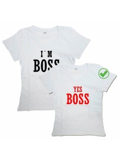Футболки для двоих со смешными надписями I'm a boss& Yes boss/Парные для влюбленных