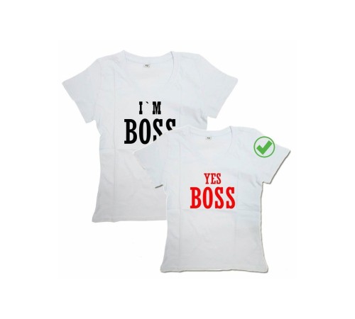 Футболки для двоих со смешными надписями I'm a boss& Yes boss/Парные для влюбленных