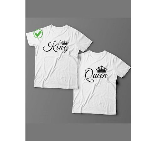 Футболки для двоих со смешными надписями с принтом King&Queen/Парные для влюбленных