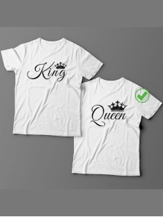 Футболки для двоих со смешными надписями с принтом King&Queen/Парные для влюбленных