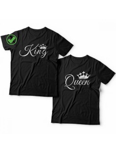 Футболки для двоих со смешными надписями с принтом King&Queen/Парные для влюбленных