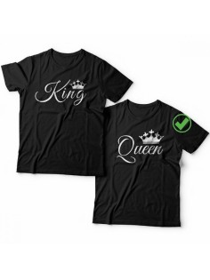 Футболки для двоих со смешными надписями с принтом King&Queen/Парные для влюбленных