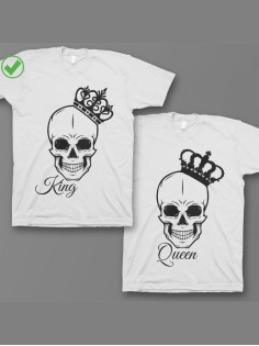 Футболки для двоих со смешными надписями с принтом King&Queen/Парные для влюбленных