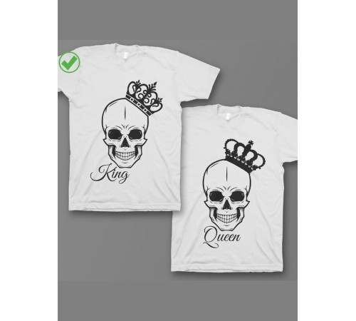 Футболки для двоих со смешными надписями с принтом King&Queen/Парные для влюбленных