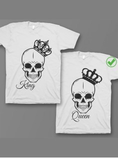 Футболки для двоих со смешными надписями с принтом King&Queen/Парные для влюбленных