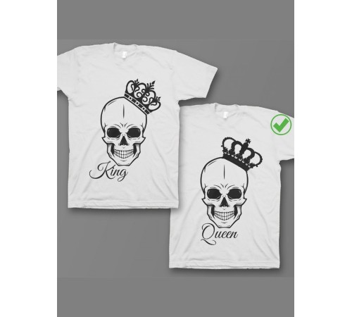 Футболки для двоих со смешными надписями с принтом King&Queen/Парные для влюбленных