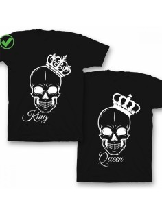 Футболки для двоих со смешными надписями с принтом King&Queen/Парные для влюбленных