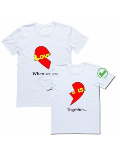 Футболки для двоих со смешными надписями Love is.../Парные для влюбленных