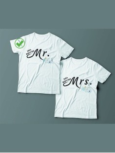 Парные футболки для невесты и жениха, молодожёнов/для двоих с принтом Just married