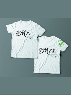 Парные футболки для невесты и жениха, молодожёнов/для двоих с принтом Just married