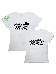 Парные футболки для влюбленных, для мужа и жены/для двоих с принтом Mr&Mrs