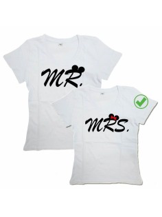 Парные футболки для влюбленных, для мужа и жены/для двоих с принтом Mr&Mrs