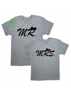 Парные футболки для влюбленных, для мужа и жены/для двоих с принтом Mr&Mrs