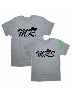 Парные футболки для влюбленных, для мужа и жены/для двоих с принтом Mr&Mrs