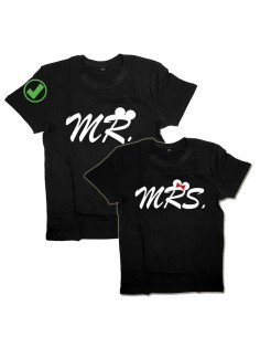 Парные футболки для влюбленных, для мужа и жены/для двоих с принтом Mr&Mrs