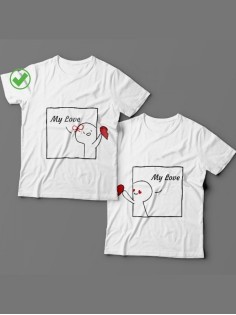 Футболки для двоих со смешными надписями с принтом My love/Парные для влюбленных
