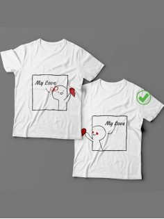 Футболки для двоих со смешными надписями с принтом My love/Парные для влюбленных