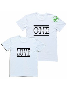 Оригинальные парные футболки для двух влюбленных / Семейный Лук с надписью One love