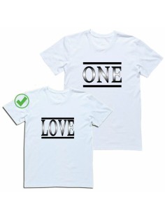 Оригинальные парные футболки для двух влюбленных / Семейный Лук с надписью One love
