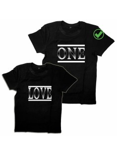 Оригинальные парные футболки для двух влюбленных / Семейный Лук с надписью One love