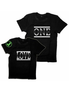 Оригинальные парные футболки для двух влюбленных / Семейный Лук с надписью One love