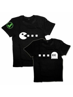 Оригинальные парные футболки для двух влюбленных / Семейный Лук с принтом Pacman