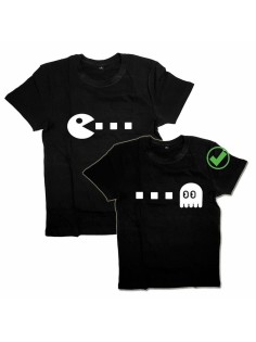 Оригинальные парные футболки для двух влюбленных / Семейный Лук с принтом Pacman