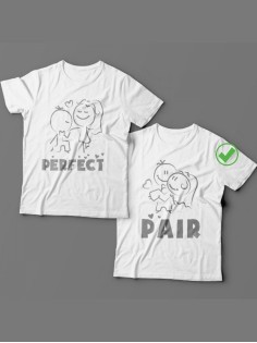 Красивые парные футболки с надписями/для влюбленных с принтом Perfect pair