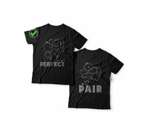 Красивые парные футболки с надписями/для влюбленных с принтом Perfect pair