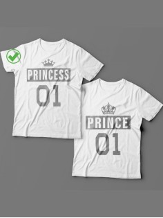 Красивые парные футболки с надписями/для влюбленных с принтом Princess &Prince