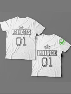 Красивые парные футболки с надписями/для влюбленных с принтом Princess &Prince