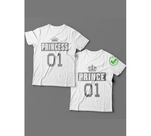 Красивые парные футболки с надписями/для влюбленных с принтом Princess &Prince