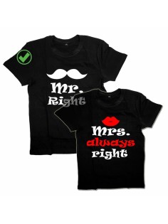 Красивые парные футболки с надписями/для влюбленных с принтом Mr right &Mrs always right