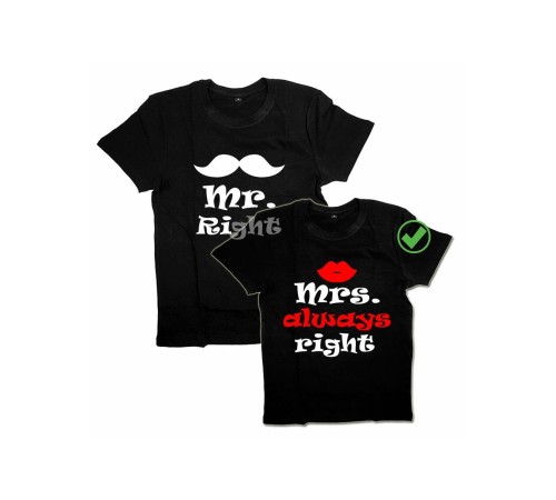 Красивые парные футболки с надписями/для влюбленных с принтом Mr right &Mrs always right